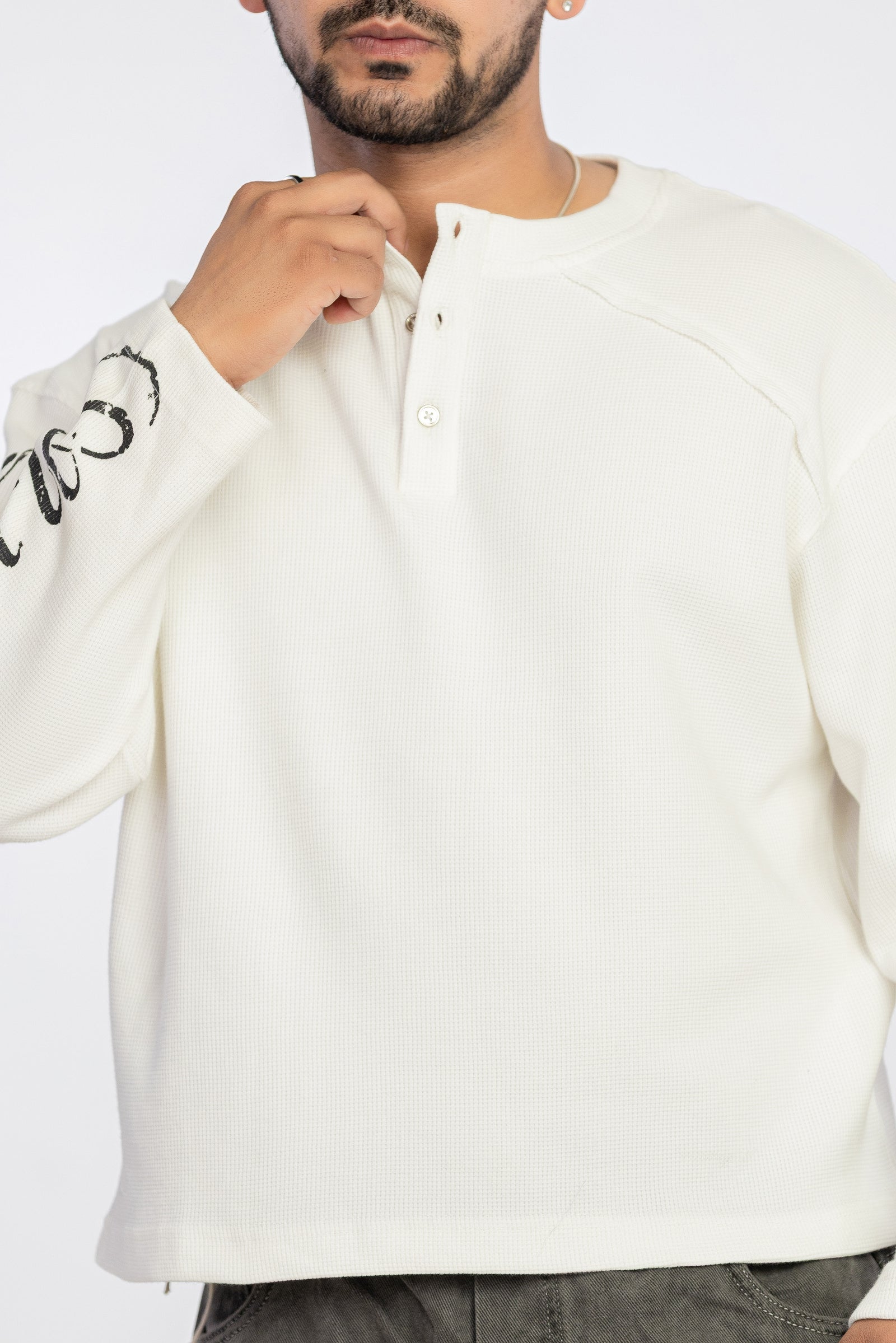 WAFFLE TEE FULL SLEEVE (HENLEY)